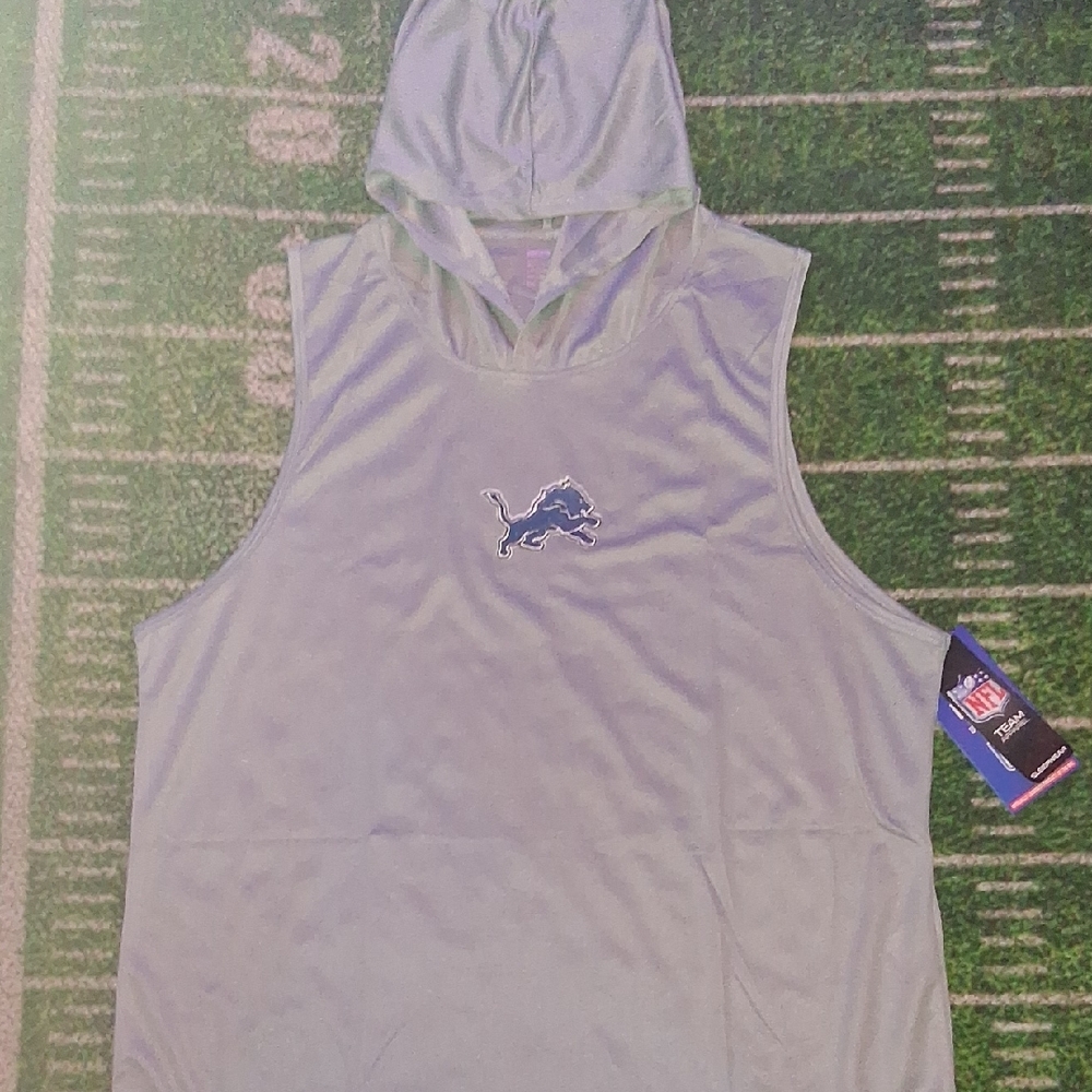 Detroit Lions Sleeveless Hoodie Tank Top with Embroidered Logo NWT...Stylish gre